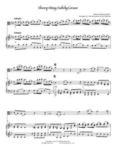 Bach - Sheep May Safely Graze, arranged for Viola and Piano (arr. Len Rhodes)