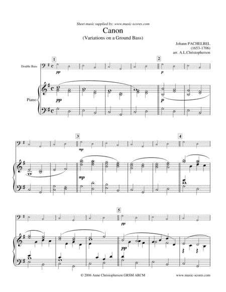 Pachelbel's Canon - Piano and Double Bass (arr. Anne L Christopherson GRSM ARCM)