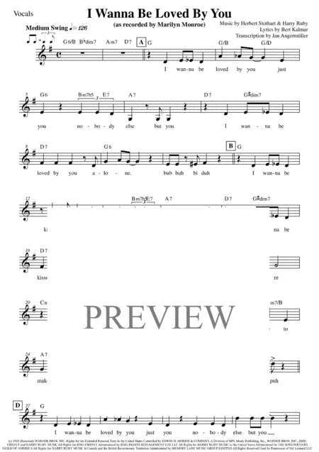 I Wanna Be Loved By You  from GOOD BOY (arr. Jan Angermüller)