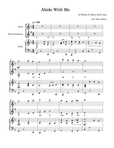 Abide With Me (Flute and Tenor Sax Duet with Piano) (arr. Tyler Adams)