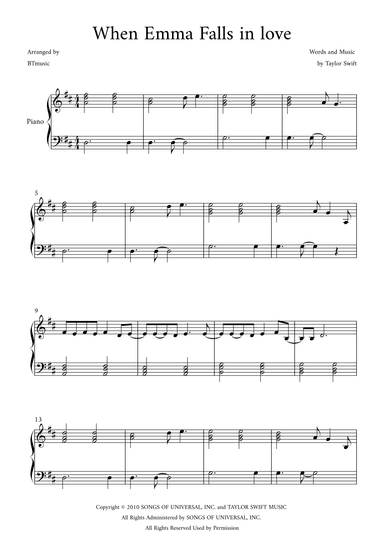 When Emma Falls In Love (arr. BTmusic)