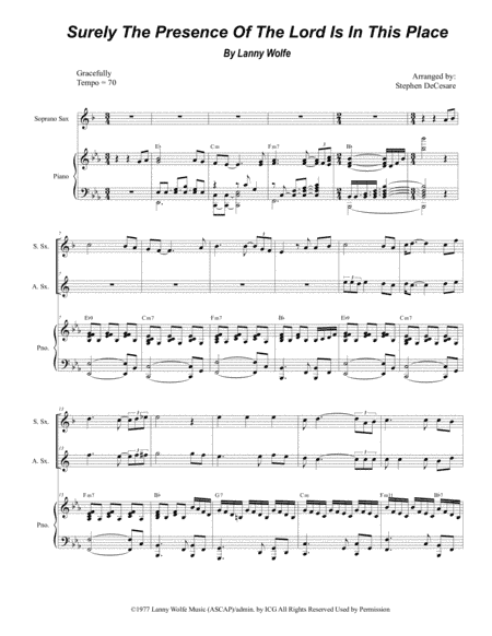 Surely The Presence Of The Lord Is In This Place (arr. Stephen DeCesare)