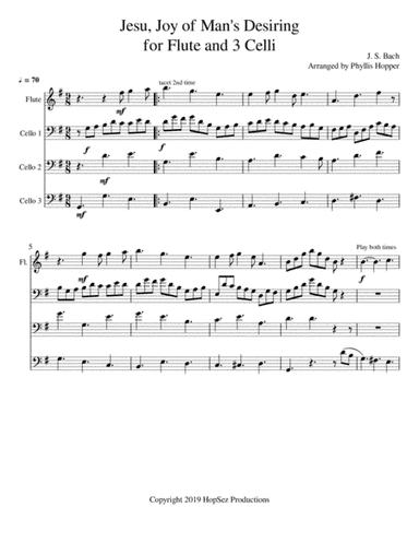 Jesu, Joy of Man's Desiring - Flute with Cello Trio (arr. Phyllis Hopper)