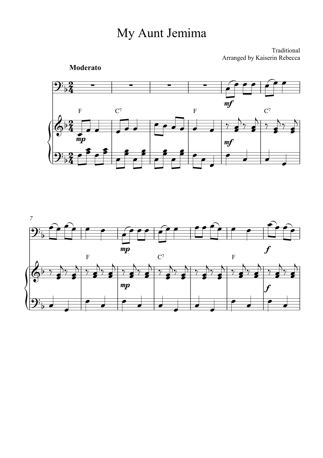 My Aunt Jemima (arr. Kaiserin Rebecca)