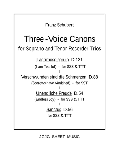 Four Schubert Canons for Soprano and Tenor Recorder Trios (arr. John Geohegan)