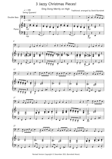 3 Jazzy Christmas Pieces for Double Bass and Piano (arr. David Burndrett)