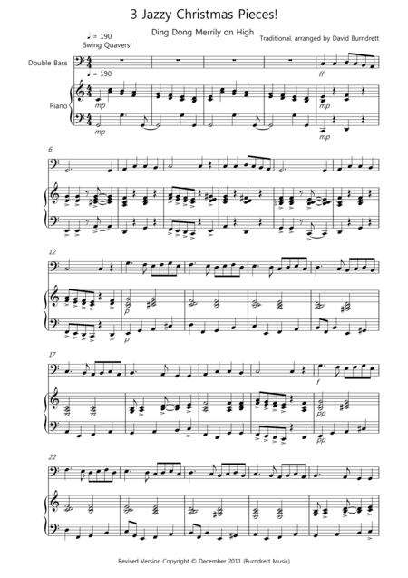 3 Jazzy Christmas Pieces for Double Bass and Piano (arr. David Burndrett)