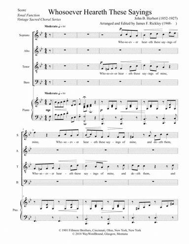 Whosoever Heareth These Sayings (arr. James F. Rickley)
