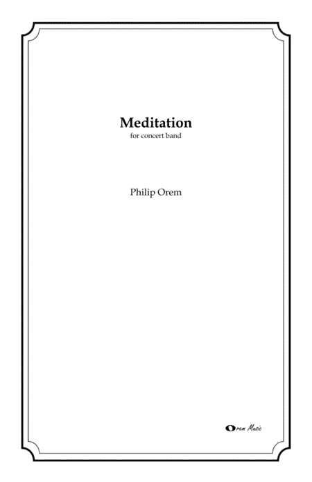 Meditation - score and parts