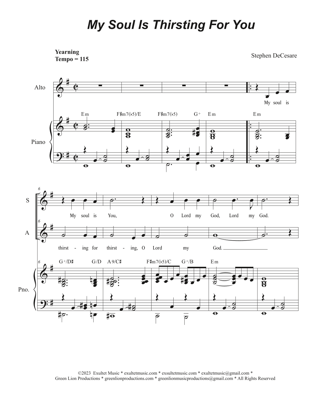 My Soul Is Thirsting For You (2-part choir - (SA)