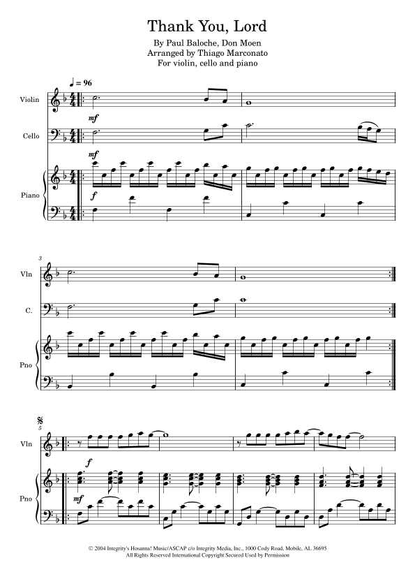 Thank You, Lord (arr. Thiago Marconato)