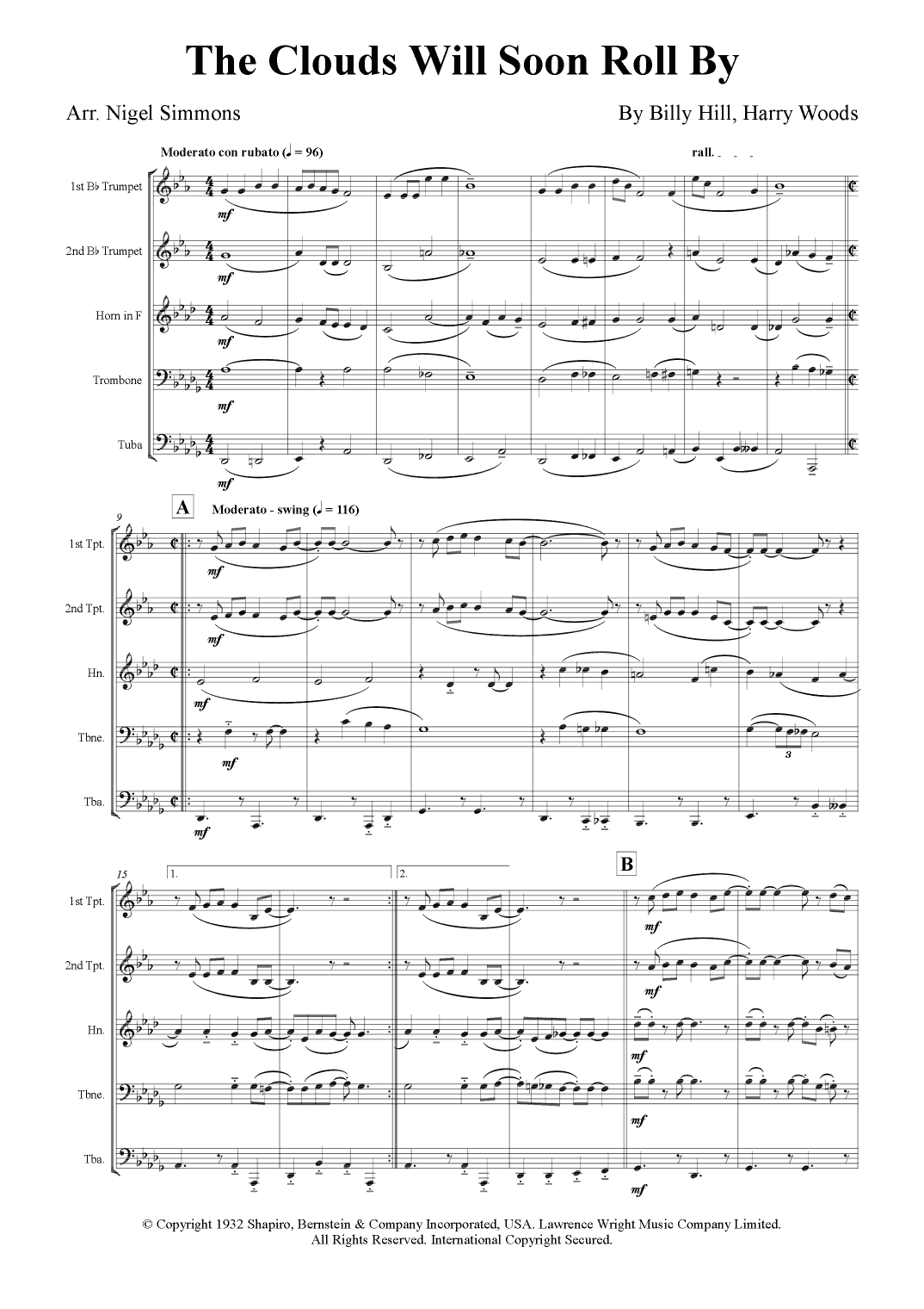 The Clouds Will Soon Roll By (arr. Nigel Simmons)