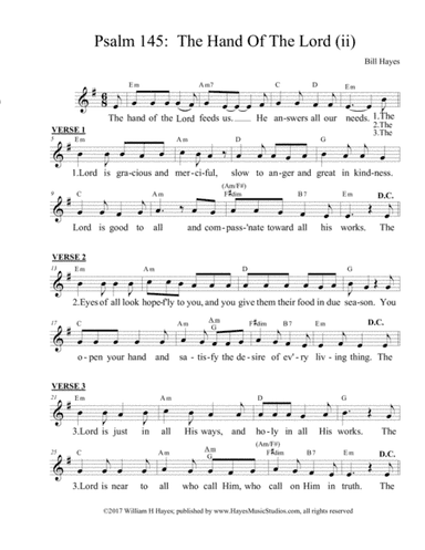 Psalm 145:  The Hand Of The Lord Feeds Us (ii)