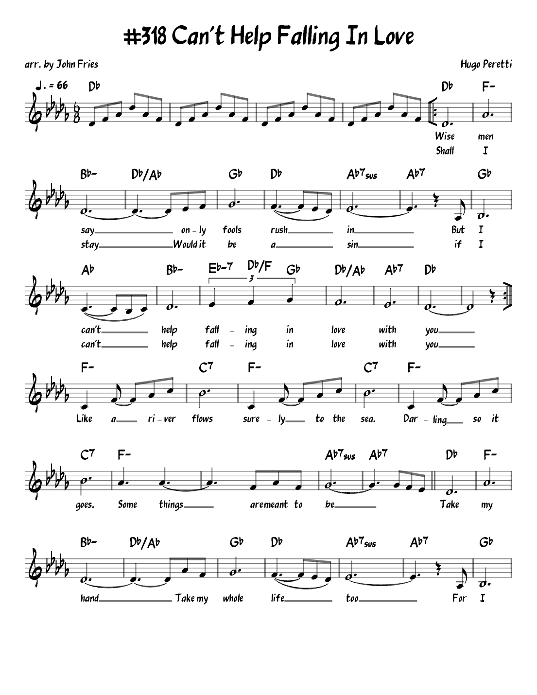 Can't Help Falling In Love (arr. John Fries)