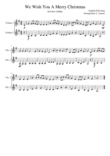 We Wish You A Merry Christmas EASY Violin Duet (arr. Ludovica Lanaro)