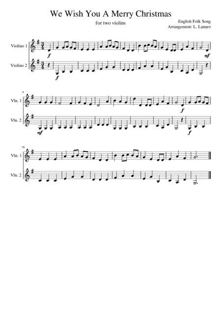 We Wish You A Merry Christmas EASY Violin Duet (arr. Ludovica Lanaro)