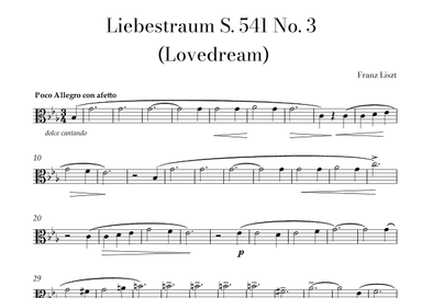 Liszt - Liebestraum (Love Dream) Solo Viola in E-flat major (arr. Lais Reis)