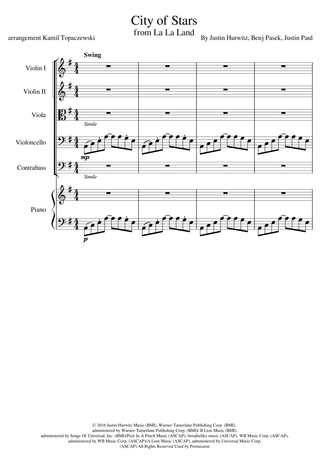 City Of Stars (arr. Kamil Topaczewski)