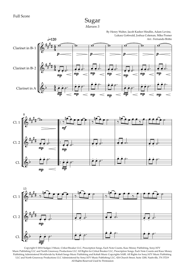 Sugar (arr. Fernando Britto)