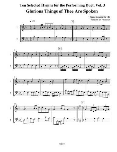 Ten Selected Hymns for the Performing Duet, Vol. 3 - trumpet and trombone (euphonium) (arr. Kenneth D. Friedrich)