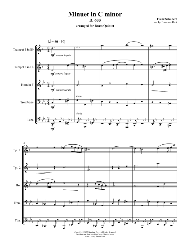 Minuet in C minor for Brass Quintet (arr. Damiano Drei)