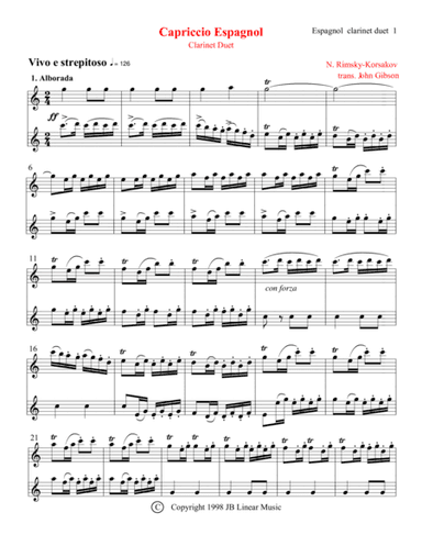 Capriccio Espagnol Clarinet Duet (arr. John Gibson)
