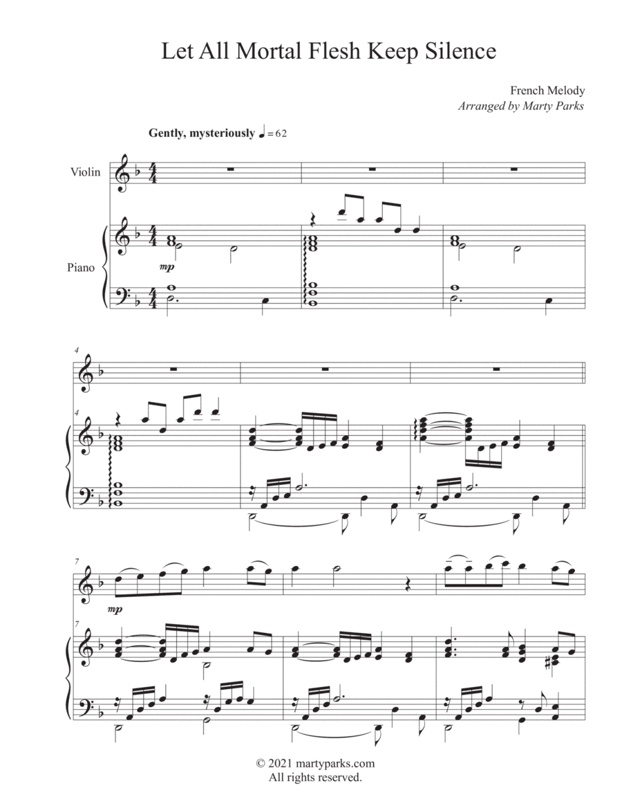 Let All Mortal Flesh Keep Silence (Violin-Piano) (arr. Marty Parks)