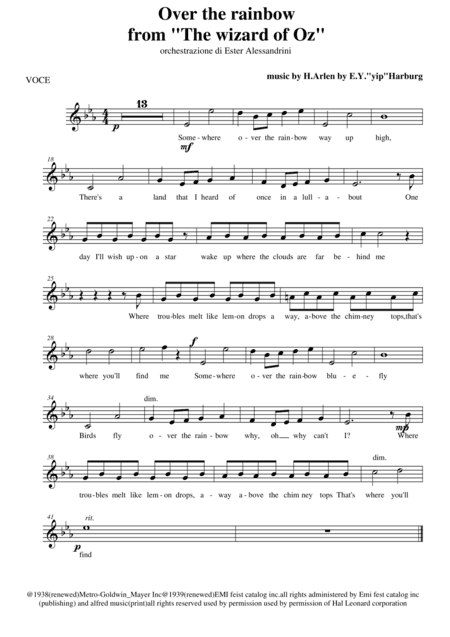 Over The Rainbow (from The Wizard Of Oz) (arr. Ester Alessandrini)