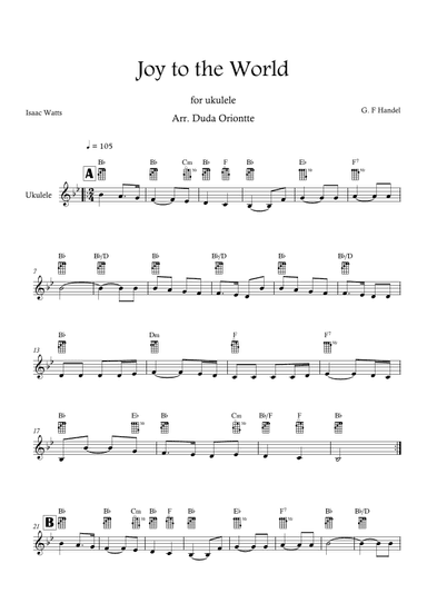 Joy to the World (Bb major - TABS - no lyrics) (arr. Duda Oriontte)