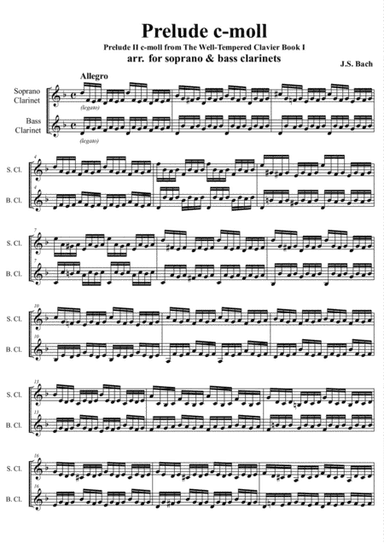 J.S. Bach - Prelude II c-moll from The Well-Tempered Clavier Book I (for Soprano & Bass Clarinets) (arr. M. Kutsenko)