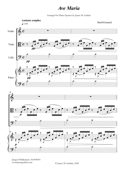 Bach-Gounod: Ave Maria for Piano Quartet (arr. James M. Guthrie)