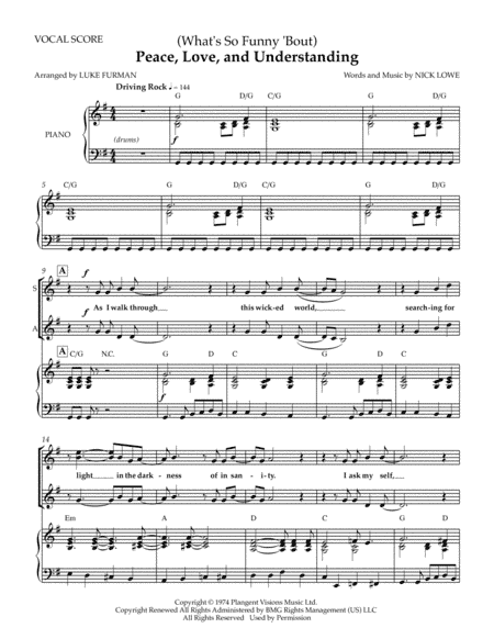 (what's So Funny 'bout) Peace, Love And Understanding (arr. Luke Furman)