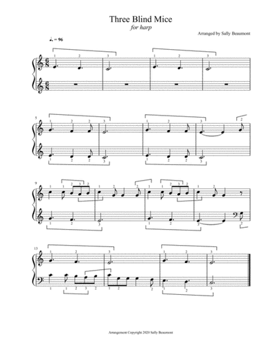 Three Blind Mice - Childrens Song for Harp (arr. Sally Beaumont)