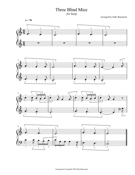 Three Blind Mice - Childrens Song for Harp (arr. Sally Beaumont)