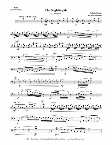 The Nightingale (Le Rossignol) for Tuba or Bass Trombone & Piano (arr. Sauer, Ralph)