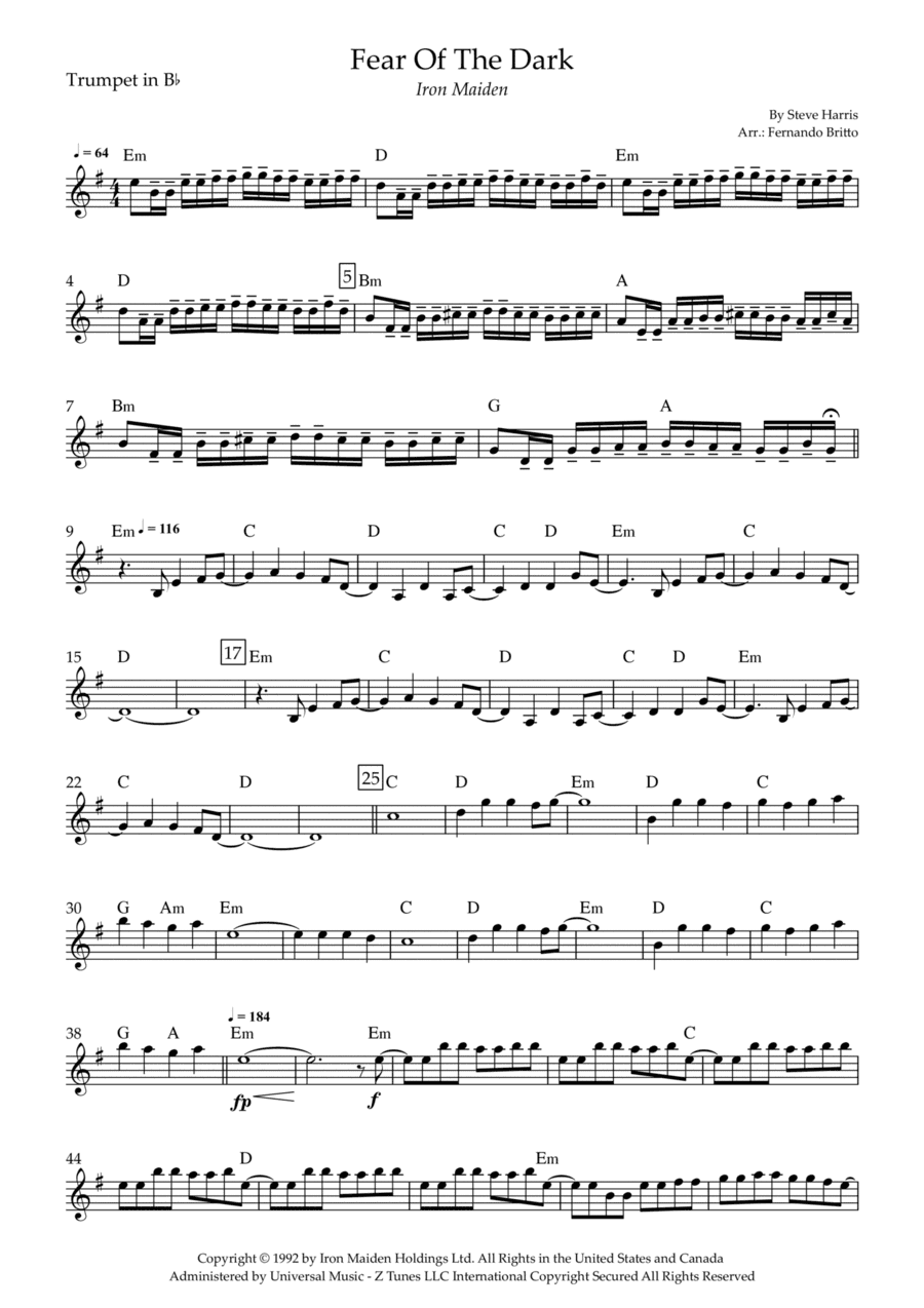 Fear Of The Dark (arr. Fernando Britto)