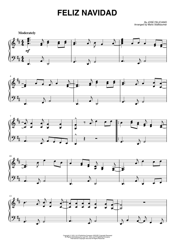 Feliz Navidad (arr. Mario Stallbaumer)
