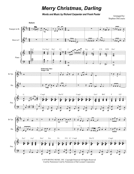 Merry Christmas, Darling (arr. Stephen DeCesare)