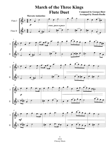March of the Three Kings - Flute Duet - Intermediate (arr. Dennis Ruello)