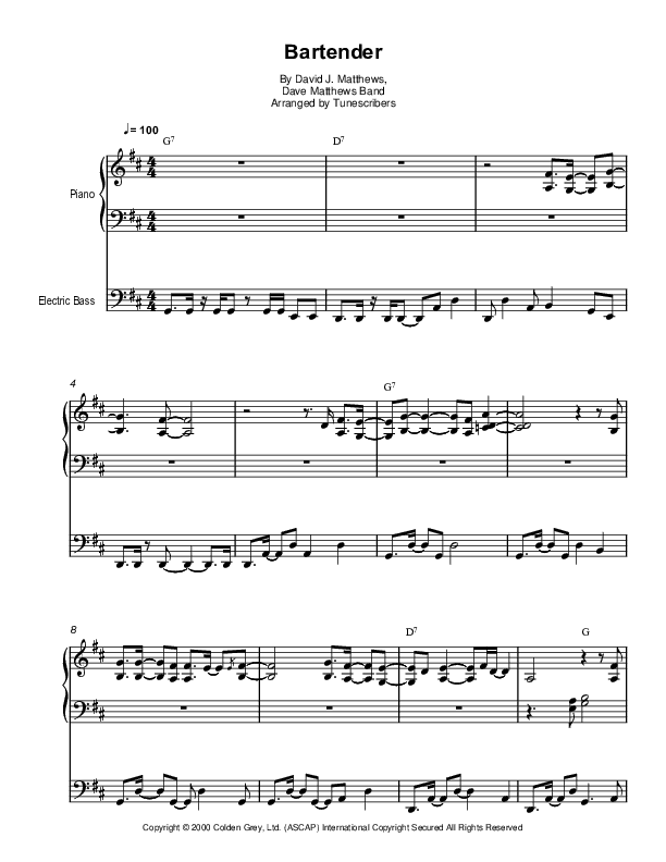 Bartender (arr. Tunescribers)