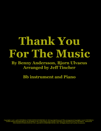 Thank You For The Music (arr. Jeff Tincher)