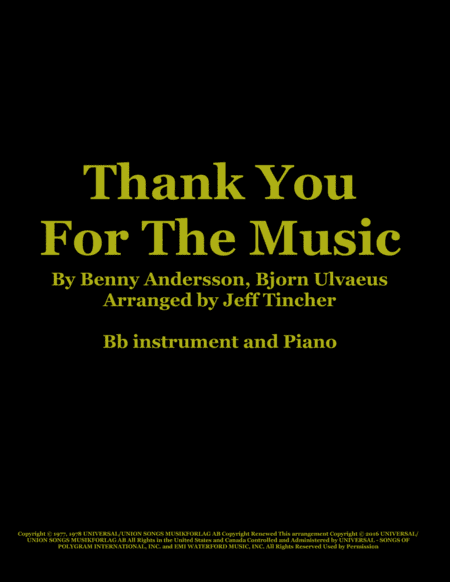 Thank You For The Music (arr. Jeff Tincher)