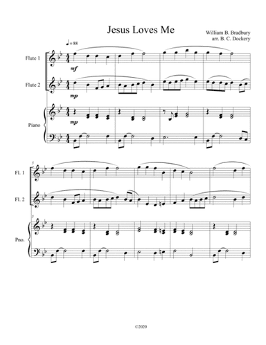 Jesus Loves Me (flute duet) with optional piano accompaniment (arr. B. C. Dockery)