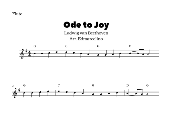 Ode to Joy - Eeasy to Flute (arr. Edmarcelino)