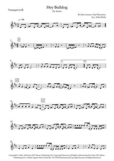 Hey Bulldog (arr. Fabio Britto)