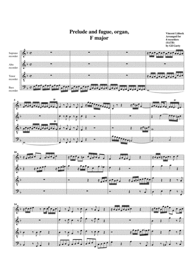 Prelude and fugue in F major (arrangement for 4 recorders) (arr. Gil Garty)