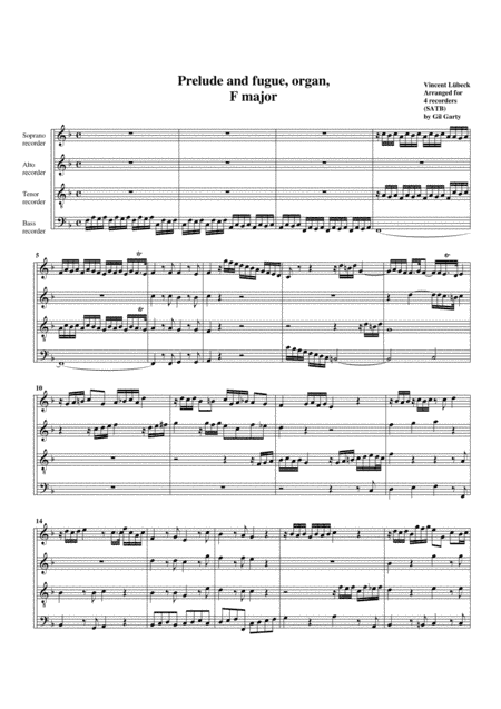 Prelude and fugue in F major (arrangement for 4 recorders) (arr. Gil Garty)