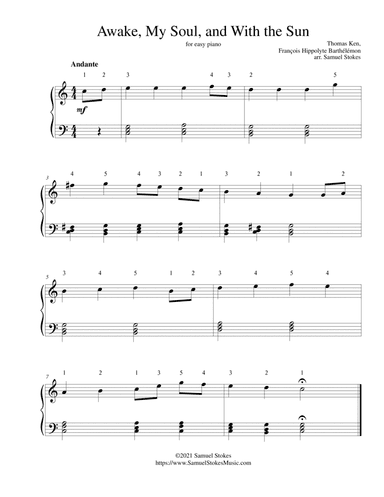 Awake, My Soul, and With the Sun - for easy piano (arr. Samuel Stokes)