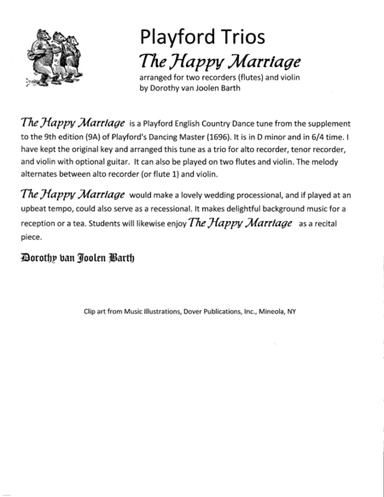 Playford Trios: The Happy Marriage (arr. Dorothy van Joolen Barth)