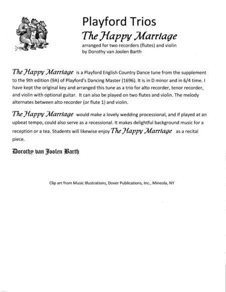 Playford Trios: The Happy Marriage (arr. Dorothy van Joolen Barth)